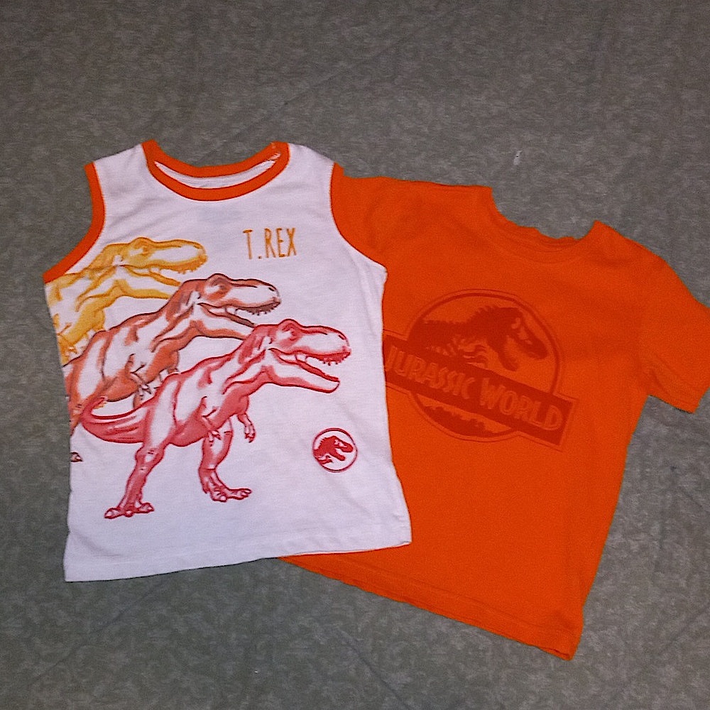 Boys Jurassic World Tshirt and tank top and shorts matching set sold as one